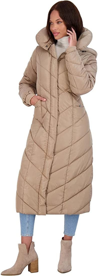Steve Madden Women's Long Chevron Maxi Puffer Coat | Amazon (US)