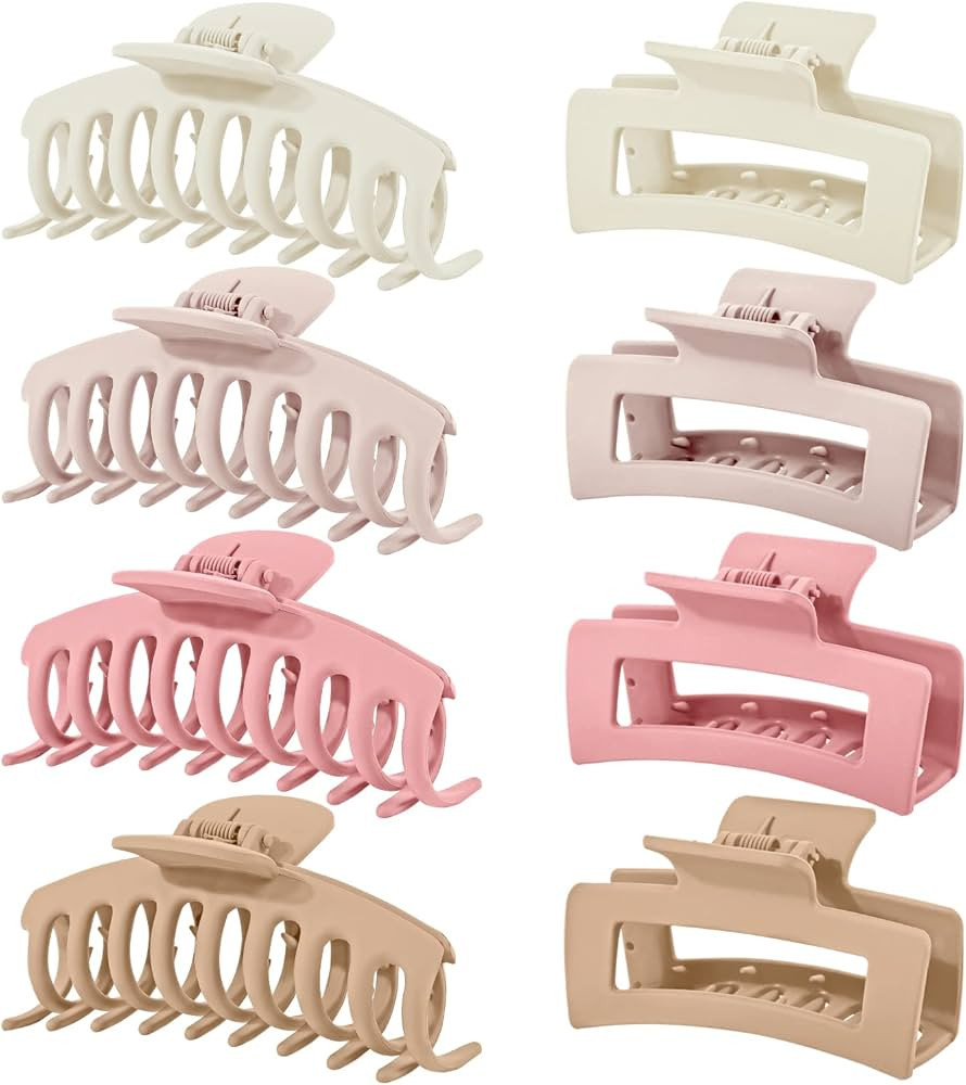 8 Pcs Hair Claw Clips, Strong Hold Hair Clips for Women Thick Hair, Matte Hair Claws for Thin Hai... | Amazon (US)