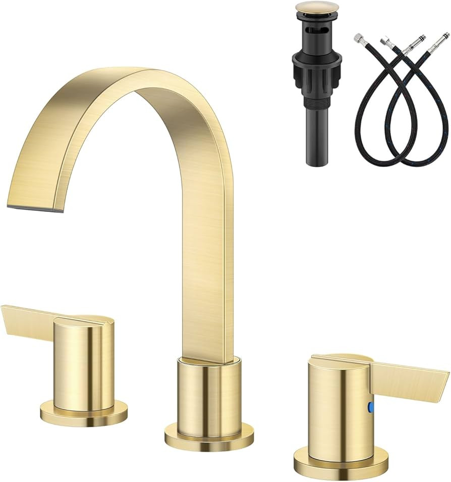 Aolemi Brushed Gold 3 Hole Bathroom Faucet,8" Widespread Vanity Faucet | Amazon (US)