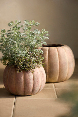 Canyon Orange Stoneware Pumpkin Planter | Anthropologie (US)