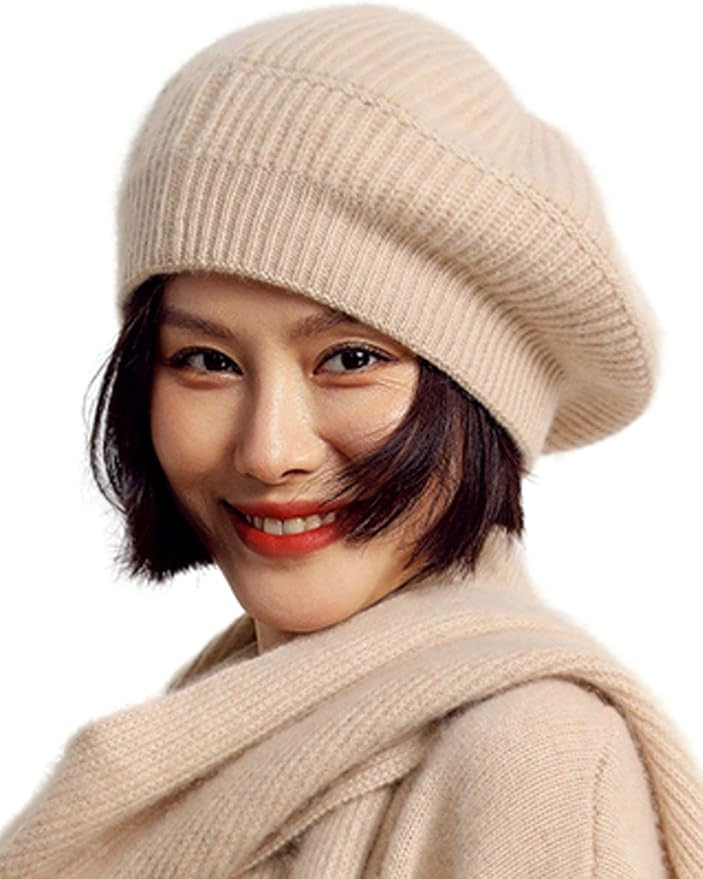 Ailaile Cashmere Berets Women Oversized Huge Stretch Knitted Warm Beanie Hat | Amazon (US)
