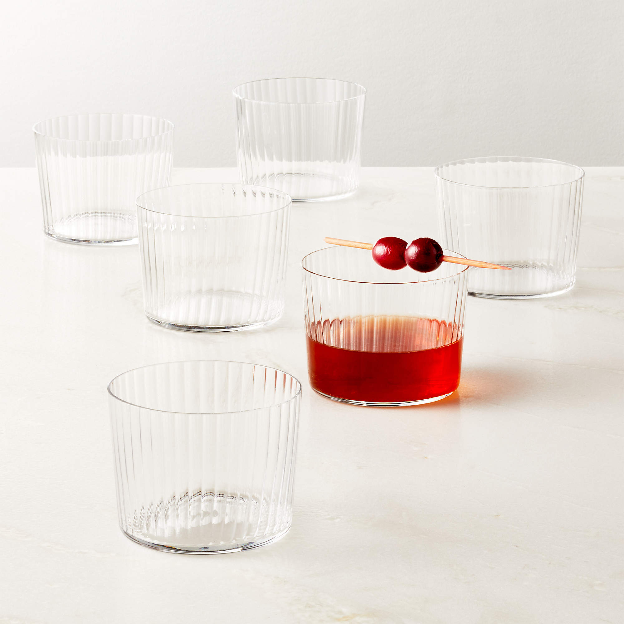 Marta Optic Fluted Tasting Glasses Set of 6 + Reviews | CB2 | CB2