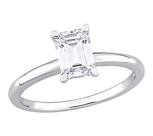 MoissanIce Moissanite 0.95 cttw Emerald Cut Ring, Sterling | QVC