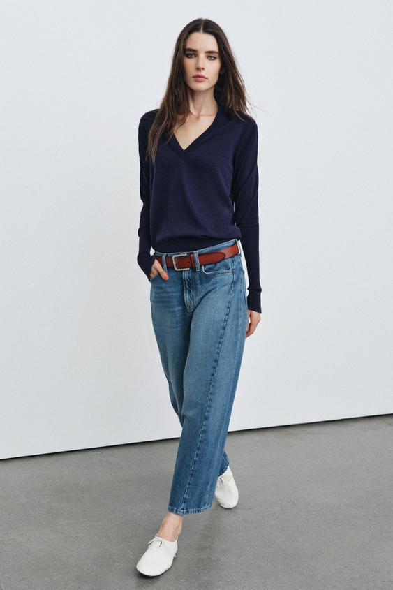 ZW COLLECTION ANKLE RELAXED FIT MID-WAIST JEANS | Zara UK