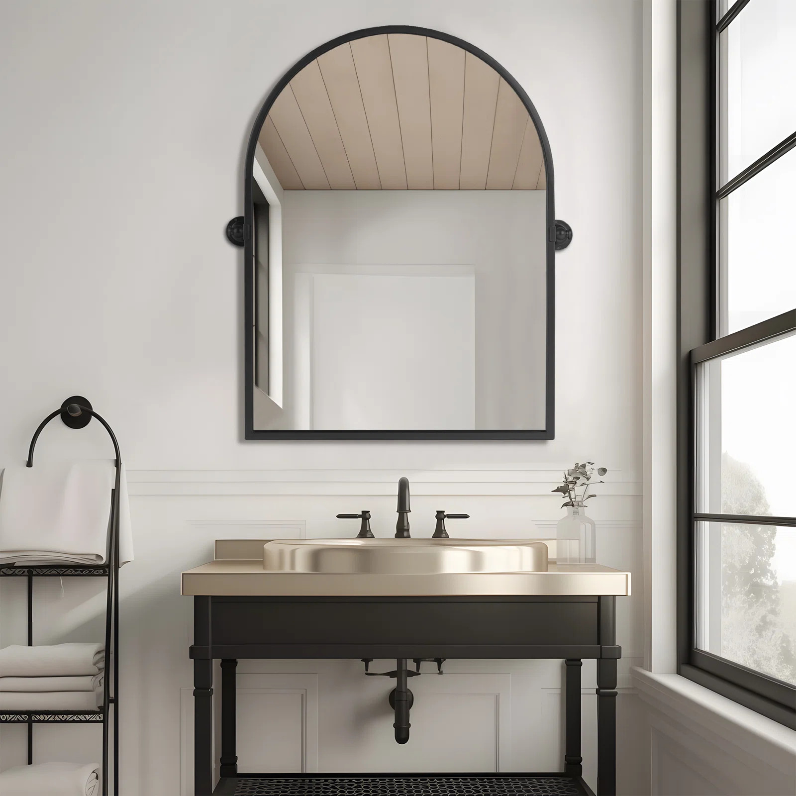 Breve Arch Metal Wall Mirror with Tilted Frame | Wayfair North America