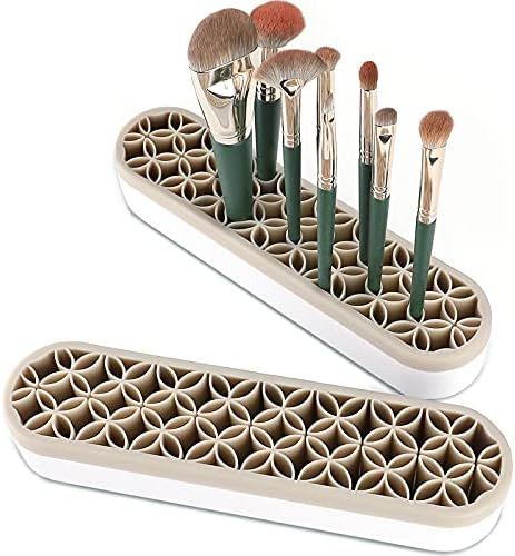 [2 Pack] Lolalet Silicone Makeup Brush Holder Organizer Sew Desktop Organizers, Multipurpose Make Up | Amazon (US)