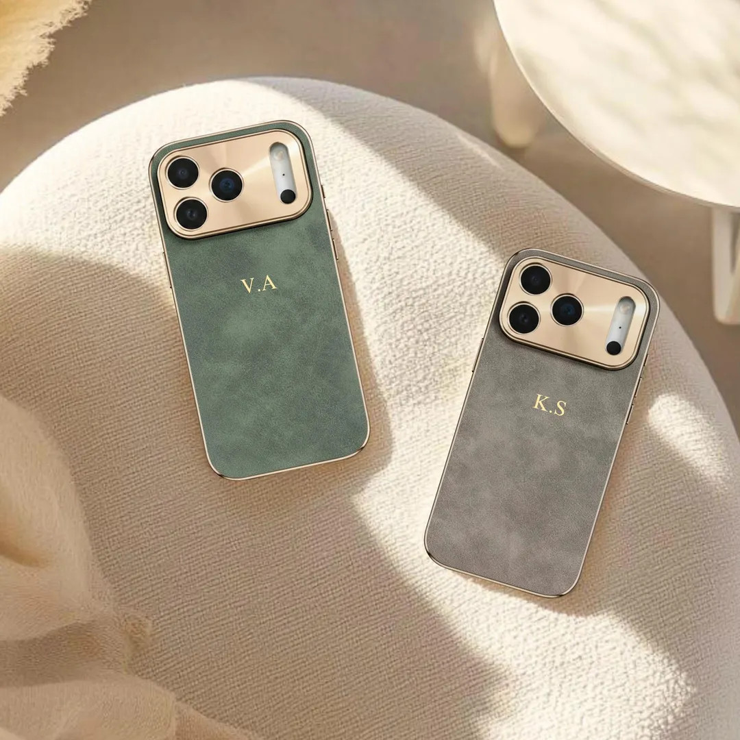 Personalized Suede iPhone Case for iPhone 17 16 15 14 Pro Max Initials Engraving Monogram Leather... | Etsy (US)