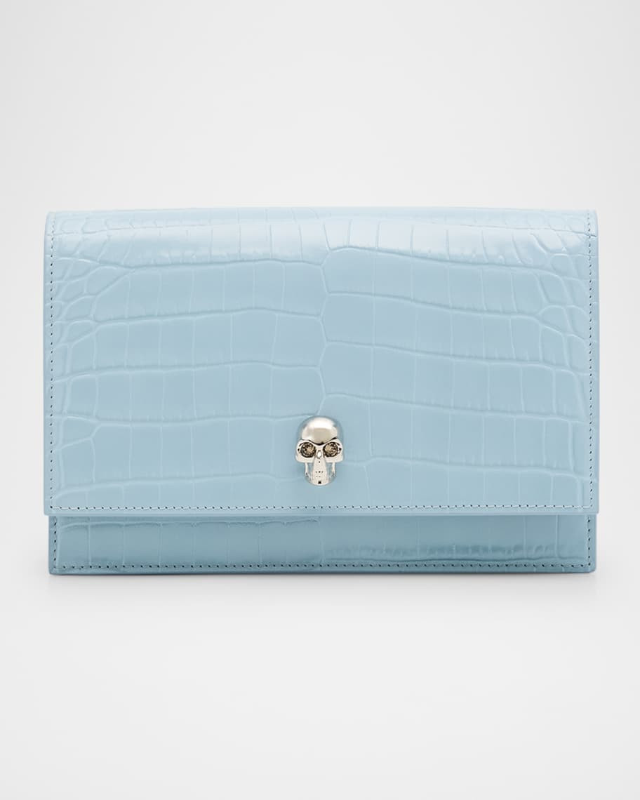 McQueen Mini Skull Croc-Embossed Crossbody Bag | Neiman Marcus