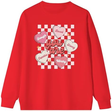 KamdFoen Valentines Sweatshirt for Women Cute Graphic Long Sleeve Fitted Crewneck Pullover Tops C... | Amazon (US)