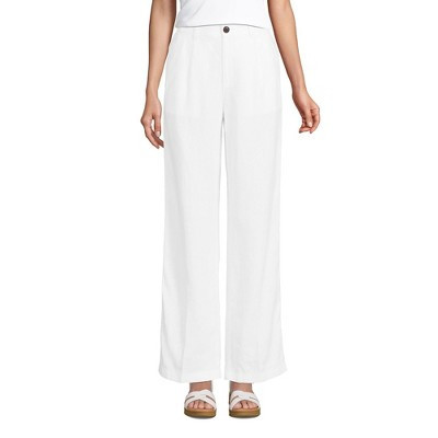 Lands' End Women's High Rise Wide Leg Linen Pleated Pants - 16 - White | Target