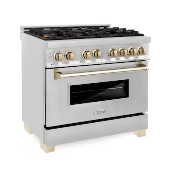 ZLINE KITCHEN & BATH Autograph Edition 36-in Deep Recessed 6 Burners Freestanding Dual Fuel Range... | Lowe's