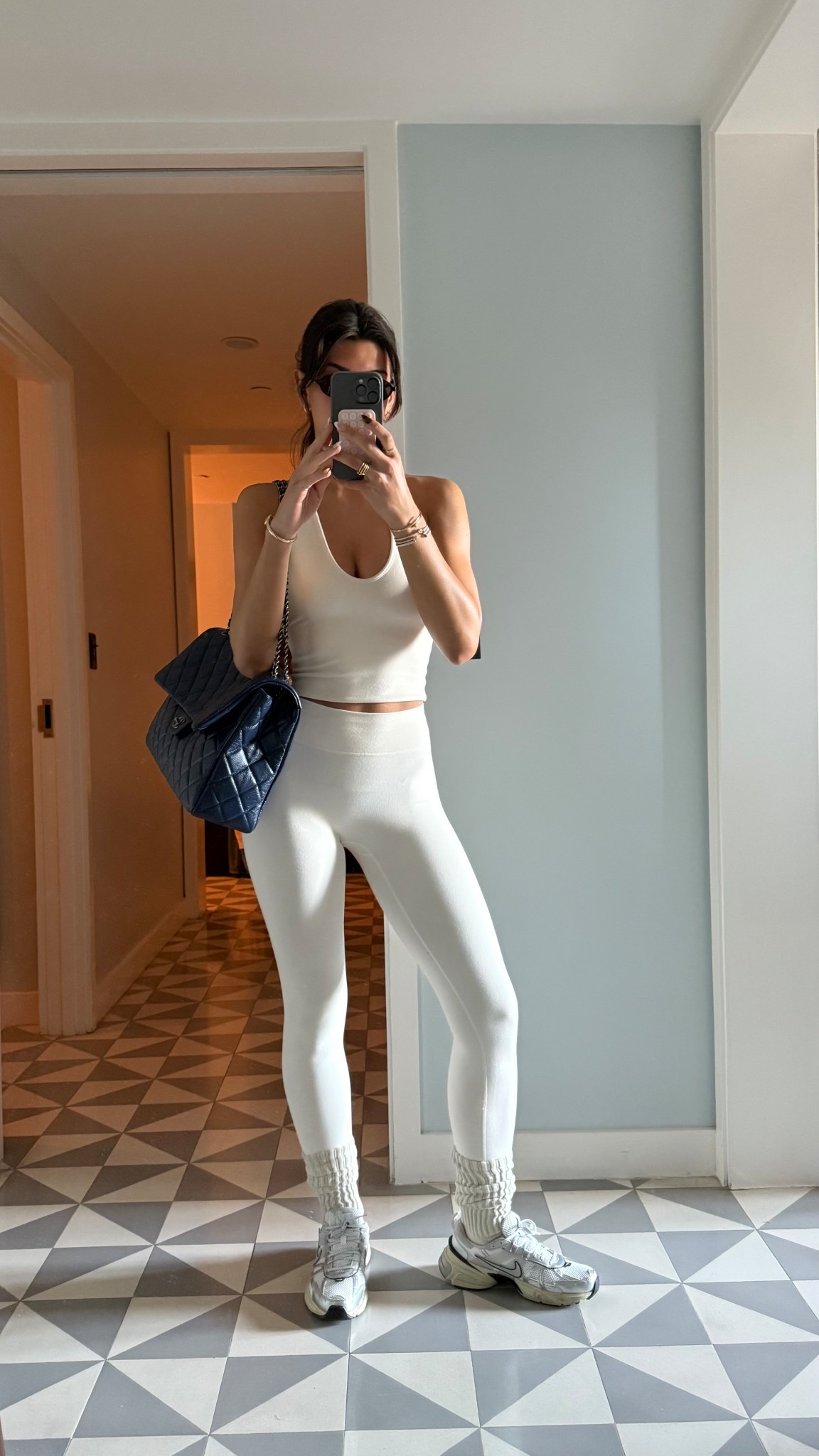 Workout set - small (I size down)
Shoes - 9.5
Glasses - exact 