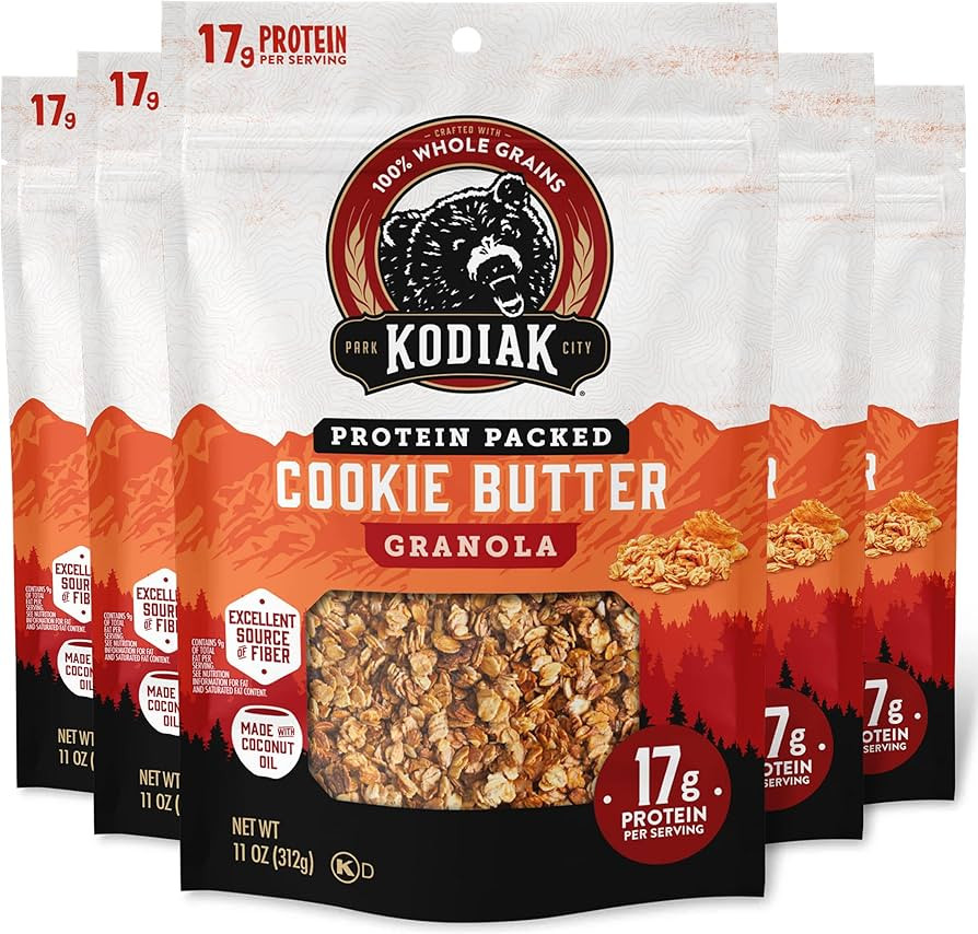 Kodiak Cakes Granola Pouch, Cookie Butter, High Protein, 100% Whole Grains (Pack of 5 pouches) | Amazon (US)