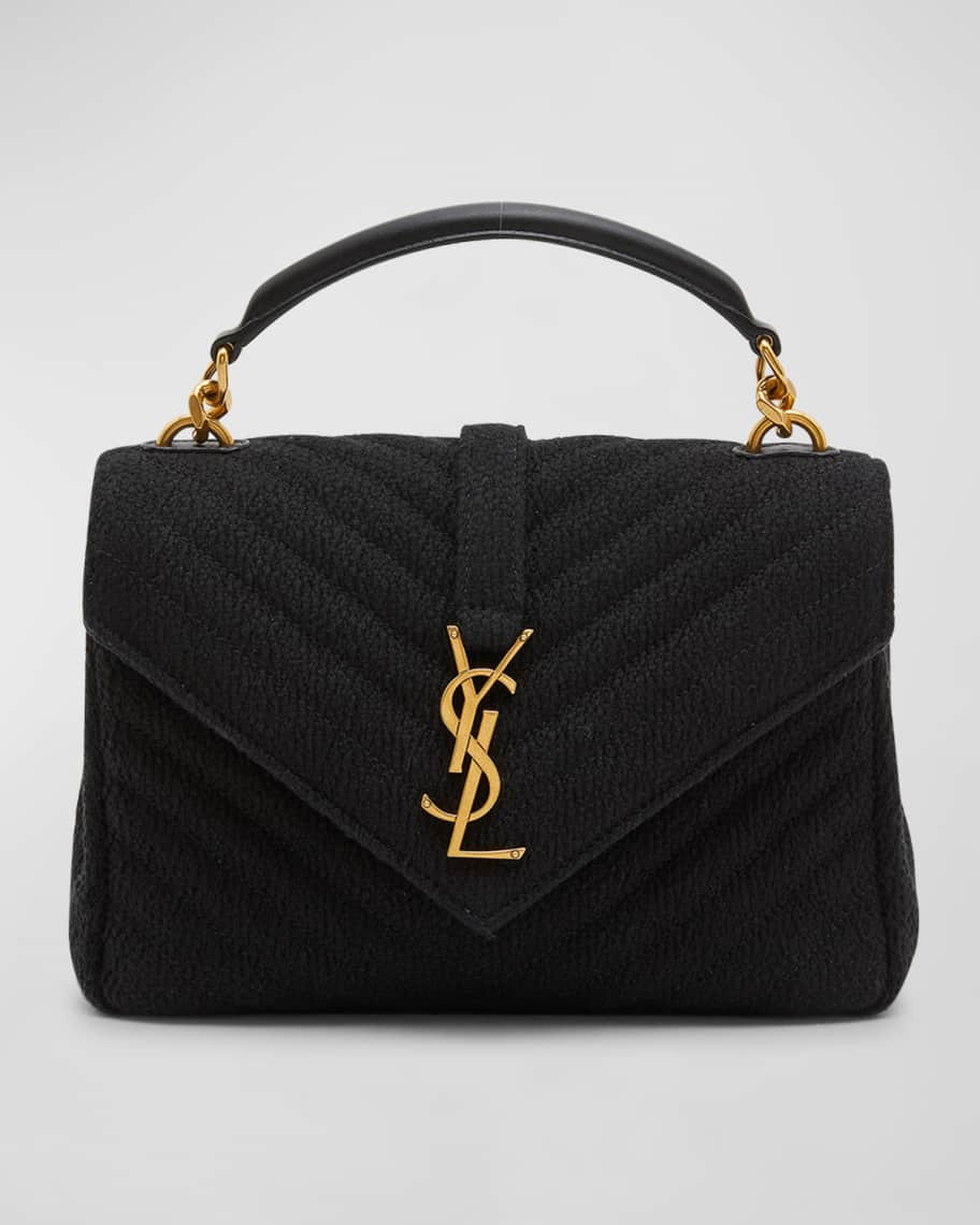 Saint Laurent College Medium Flap YSL Shoulder Bag in Quilted Tweed | Neiman Marcus