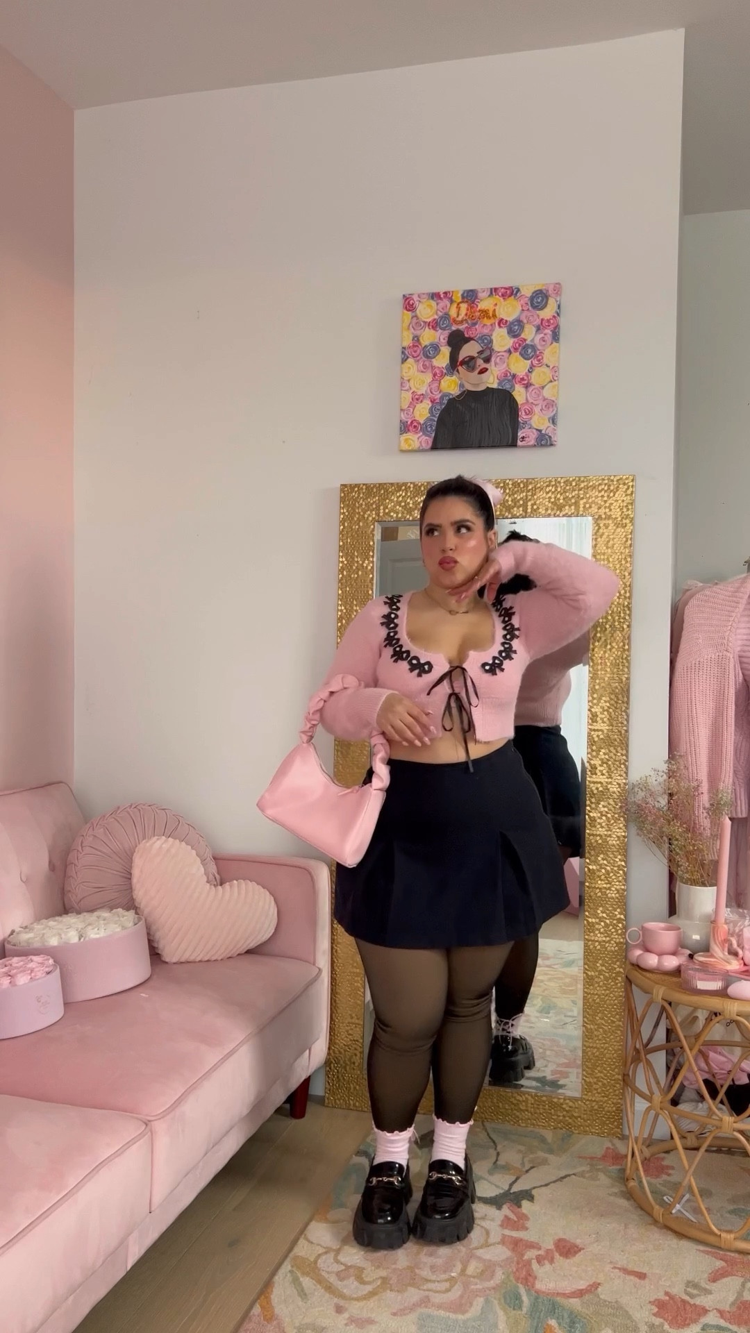 Cutest vday fit and this sweater is on sale 🎀🖤

#LTKSpringSale #LTKstyletip #LTKsalealert