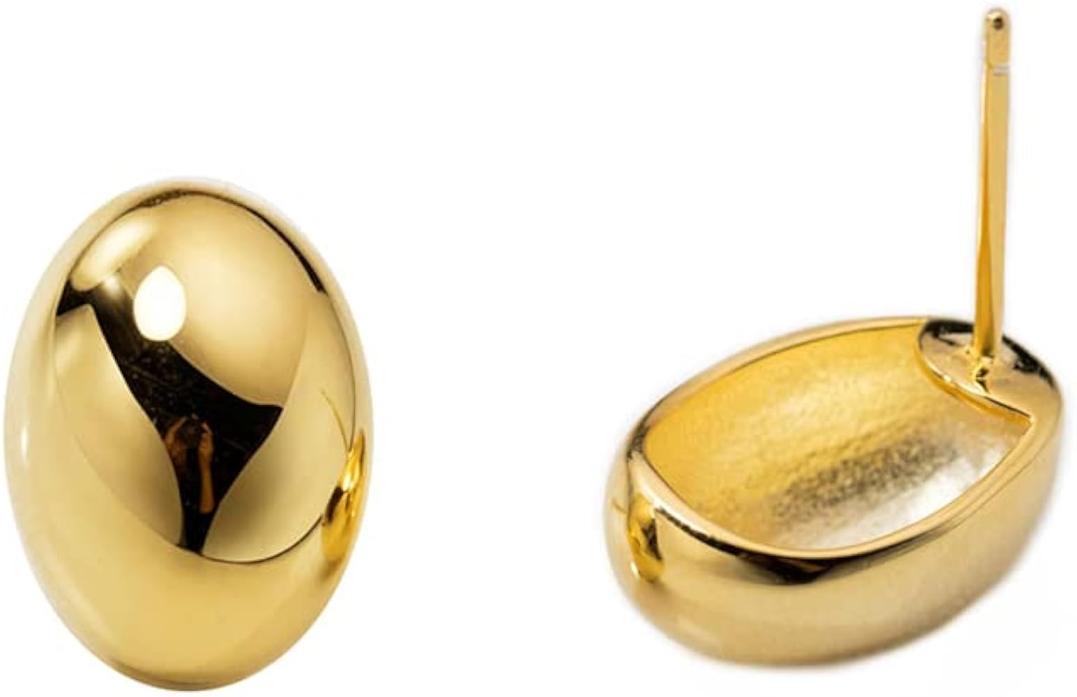 Dainty Half Oval Dome 925 Sterling Silver Stud Earrings for Women Hypoallergenic Chunky Open Hoop... | Amazon (US)