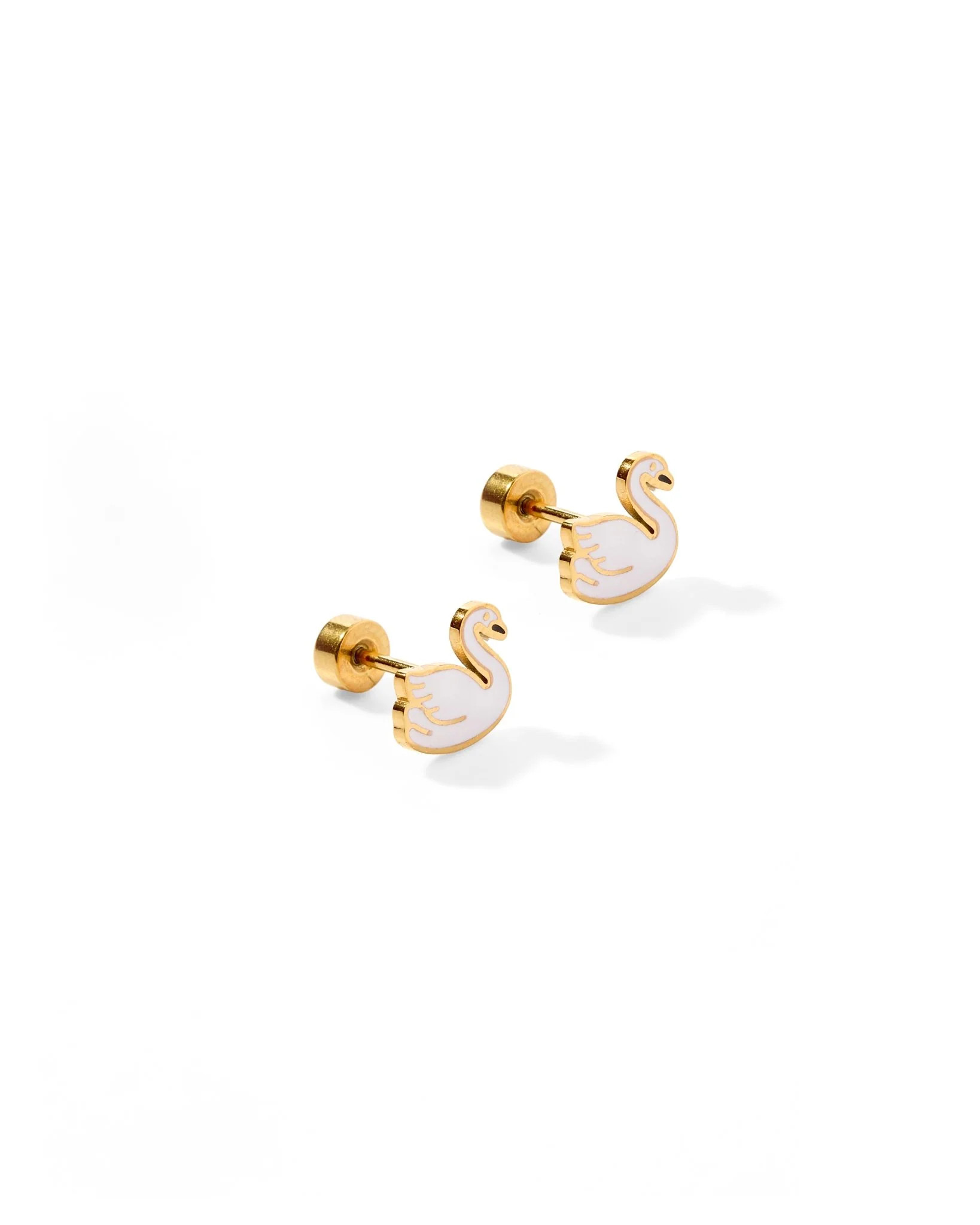 Screwback Stud Earrings - Swan | LINNY CO LLC