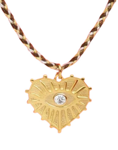 Heart Evil Eye Pendant Braided Necklace | Magpies Gifts
