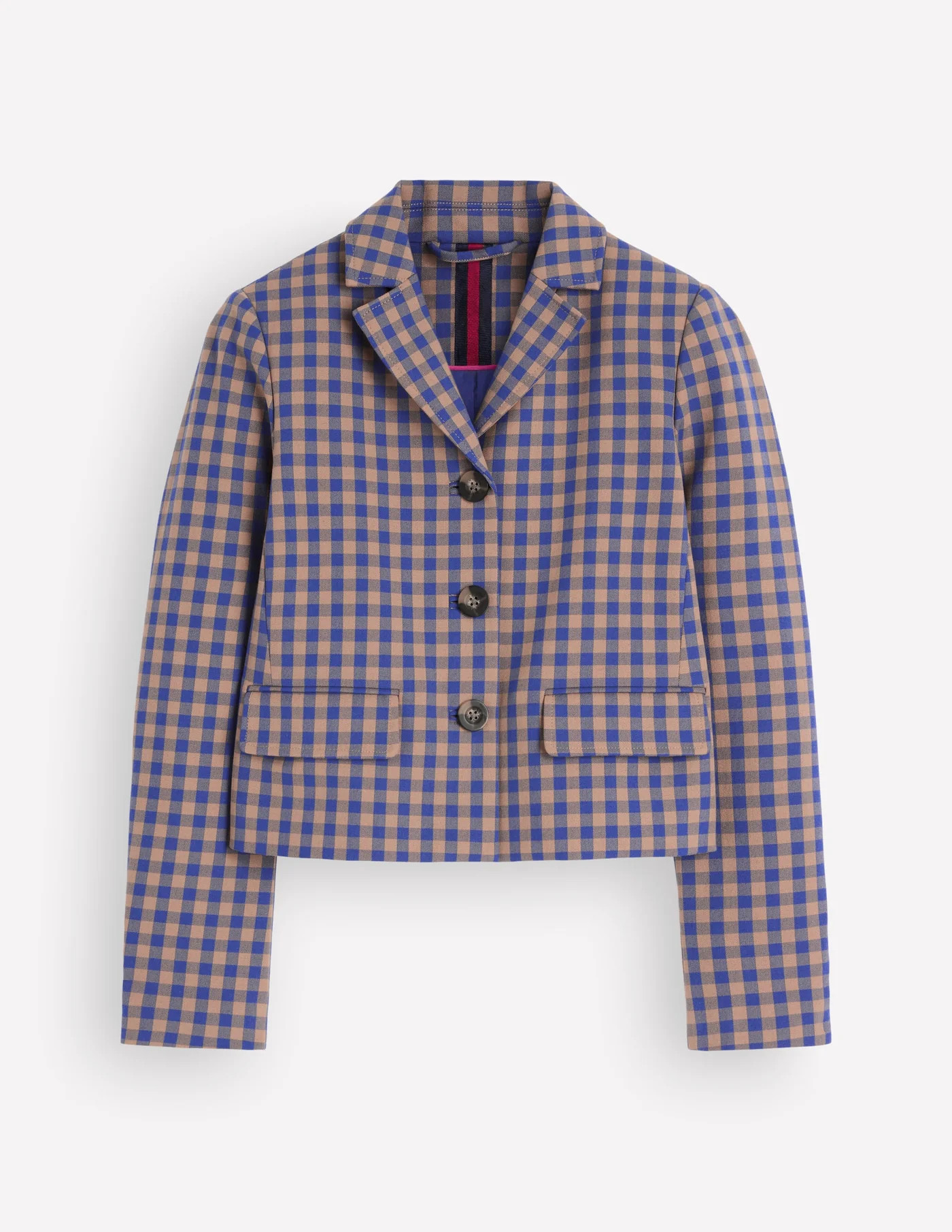Dartmouth Cotton Blazer-Camel, Blue Gingham | Boden (US)