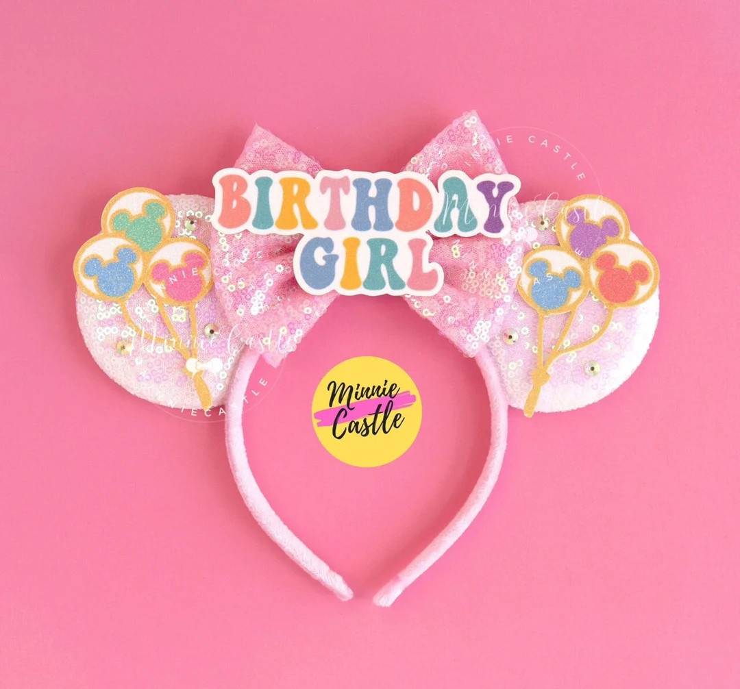 Birthday Girl Mickey Ears, Balloons Mouse Ears, Minnie Ears, Birthday Ears, Birthday Mickey Ears,... | Etsy (US)