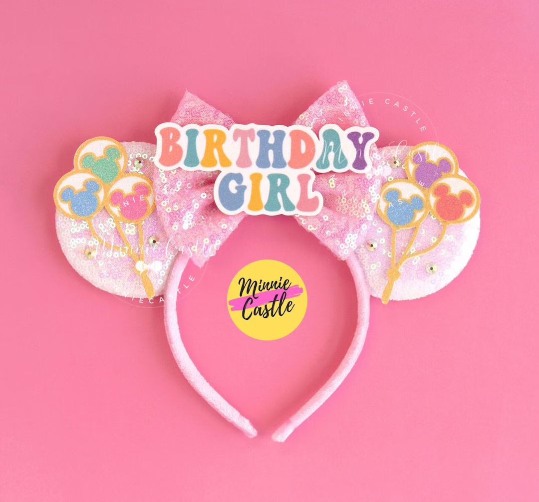 Birthday Girl Mickey Ears, Balloons Mouse Ears, Minnie Ears, Birthday Ears, Birthday Mickey Ears,... | Etsy (US)