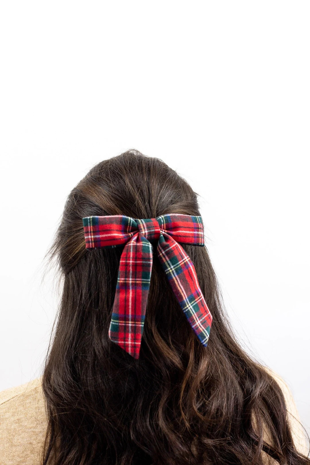 Christmas Red Tartan Plaid Fabric Hair Bow | Grace & Grandeur Emily Bow - Etsy | Etsy (US)