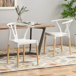 Mountfair Modern Wood Leg Dining Chairs (Set of 2) by Christopher Knight Home | Bed Bath & Beyond