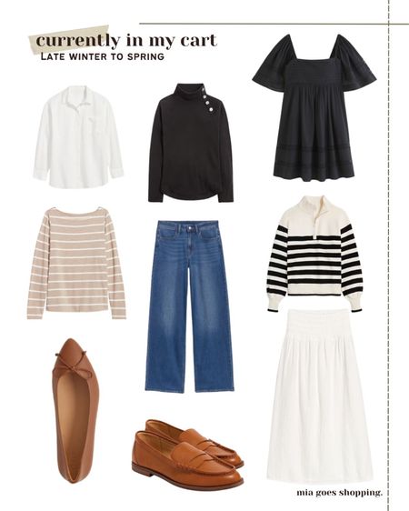 What’s in my cart for spring. Loving a good neutral stripe and nice leather flat shoe. Also needing to refresh my basic cotton button down and found this one under $30!

Spring fashion. Winter to spring fashion. Neutral outfit ideas. Vacation outfits. Mom outfits. Wide leg denim. Ballet flats. Classic preppy style 

#LTKfindsunder100 #LTKstyletip #LTKfindsunder50