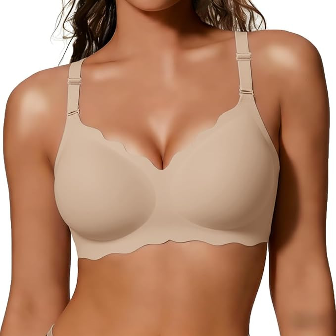 Jelly Bras for Women No Underwire Scalloped Push Up Wireless Bralettes Seamless Soft Comfort Ever... | Amazon (US)