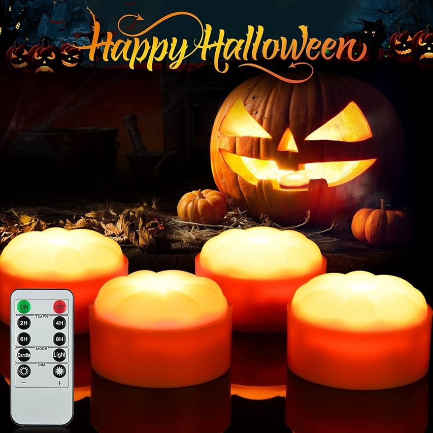 3 PCS Halloween Pumpkin Lights with Remote and Timer Battery Operated LED Decorative Bright Flickeri | Amazon (US)