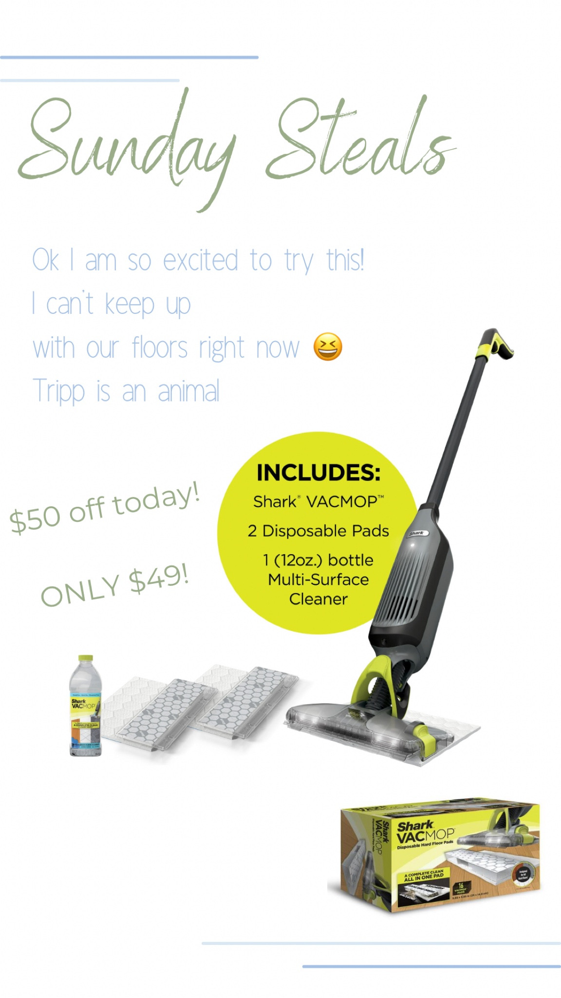 I cannot wait to try this!!
.
.
I’ve been looking for a reasonable solution to our hard floors on the first level. Between both kids and both dogs I’m losing the floor battle 😆 grabbed this to try it!!
.
.
#springcleaning #sharkproducts #walmartfind

#LTKsalealert #LTKhome #LTKunder50