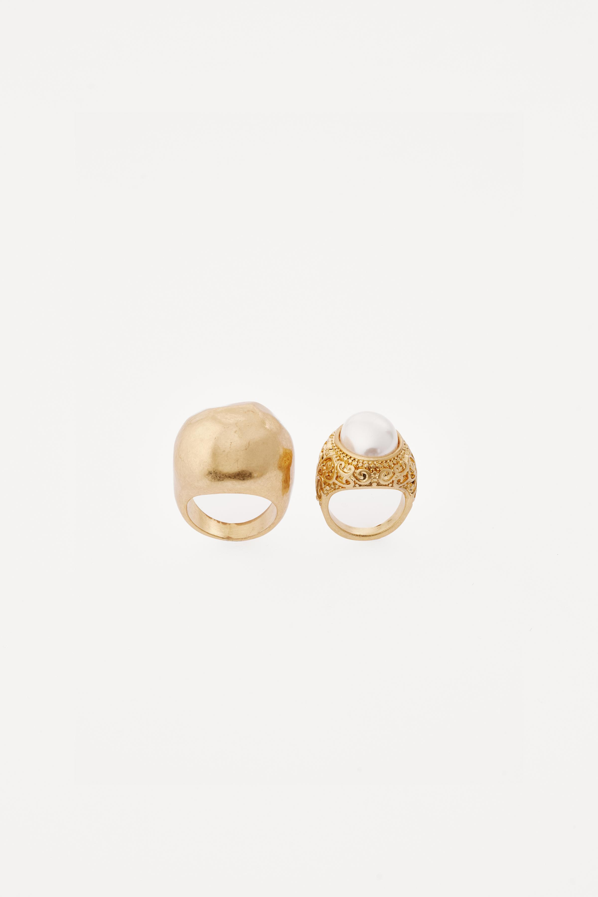 2-PACK OF MAXI PEARL METAL RINGS | Zara US