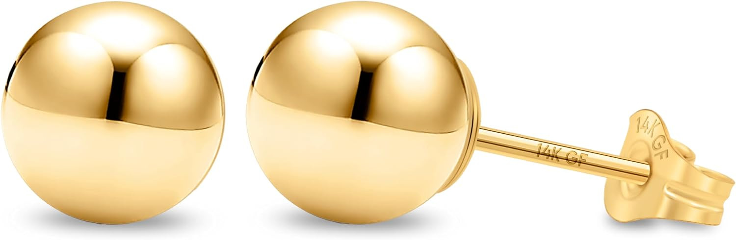 Kezef 14K Gold Filled Ball Stud Earrings for Women | Amazon (US)