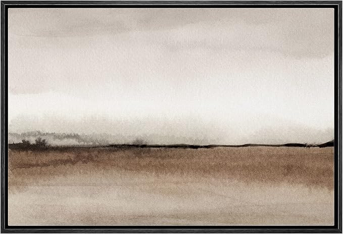 wall26 Framed Canvas Print Wall Art Minimal Brown Pastel Valley Landscape Nature Wilderness Illus... | Amazon (US)