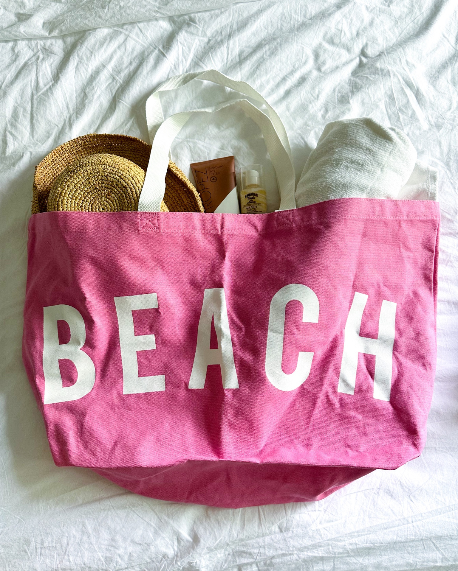 PINK Victoria's Secret, Bags, Pink Victoria Secret Oversized Tote Canvas  Shopper Bag Beach Neutral Cream New