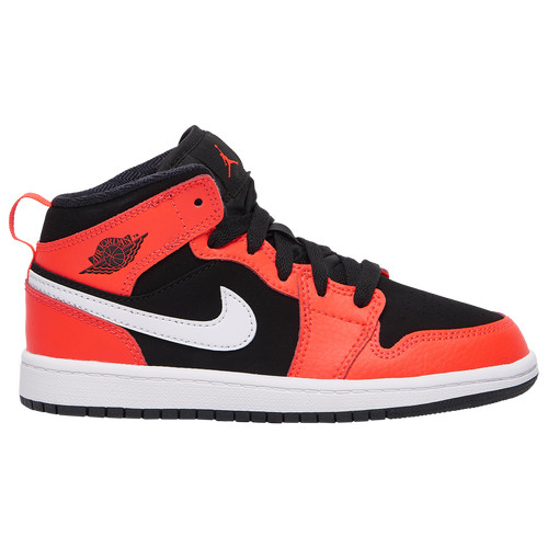 Jordan AJ 1 Mid - Boys' Preschool Shoes White/Infrared 23/Black Size 11.0 | Kids Foot Locker (US)