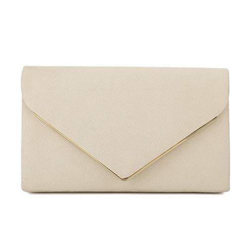 CHARMING TAILOR Faux Suede Clutch Bag Elegant Metal Binding Evening Purse for Wedding/Prom/Black-... | Amazon (US)