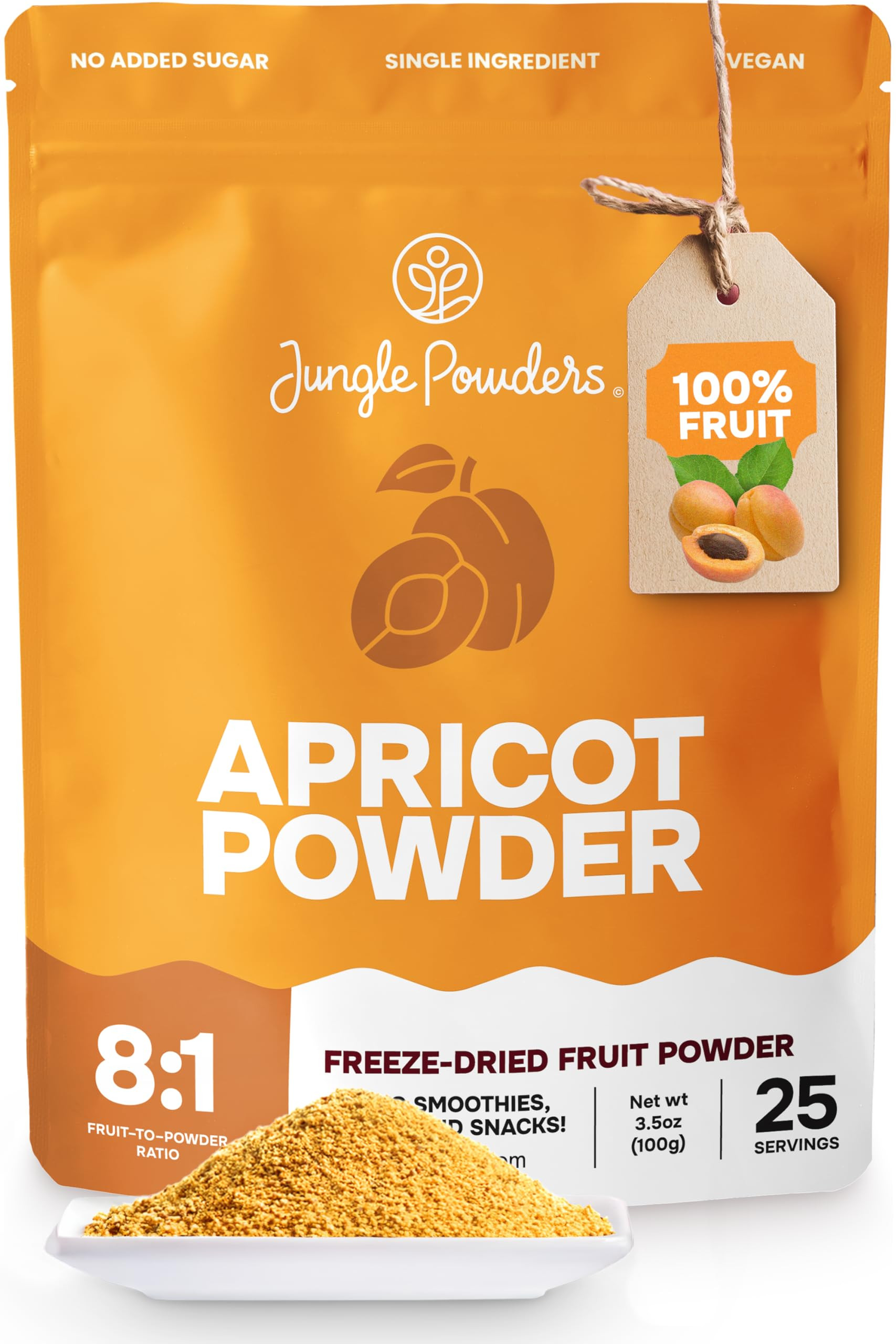 Jungle Powders Apricot Powder 3.5 Ounce Powdered Freeze Dried Apricot Fruit Smoothie No Sugar Add... | Amazon (US)