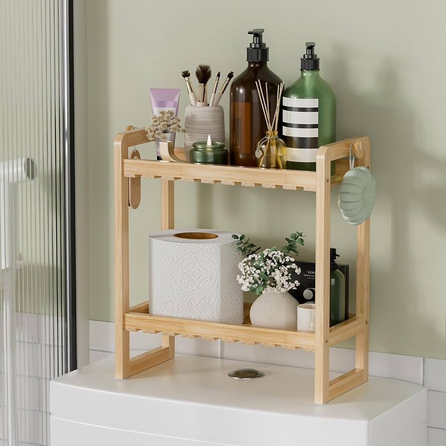 AmazerBath Bamboo Over The Toilet Storage Shelf - 2-Tier Bathroom Organizers and Storage Shelves,... | Amazon (US)