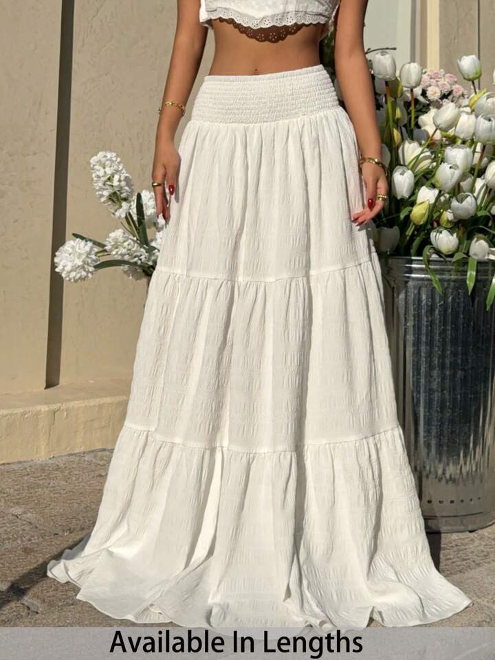 SHEIN PETITE CURVE Plus Size Solid Color Skirt, Casual Resort Wear Women Dresses Elegant Gown Women S White Dress Women Dresses Birthday Women Plus Sun Dress Women Short Dresses Summer | SHEIN