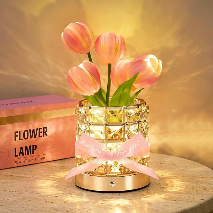 Tulip Flower Lamp, Mothers Day Gifts | USB Rechargeable Cordless Night Light | Touch Control | 3-... | Amazon (US)