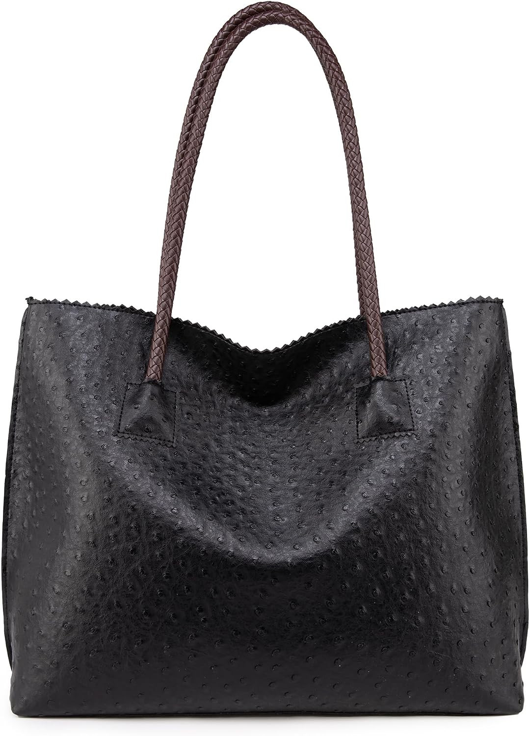 Milan Chiva Tote Bag for Women with Zipper Large Ostrich Vegan Leather Shoulder Purses and Handbags | Amazon (US)