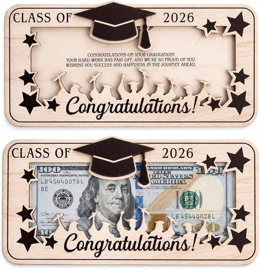 1pc Graduation Money Holder 2026, Wooden Cash Gift Holder for Class of 2026, Graduation Gift for ... | Amazon (US)