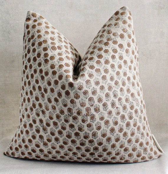 KURA Indian Hand Block Linen Pillow Cover - Etsy | Etsy (US)