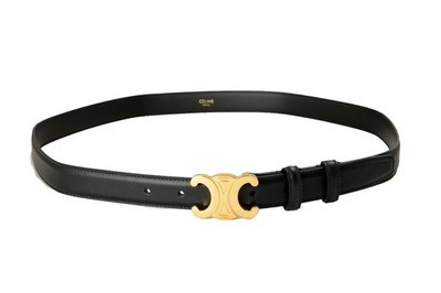 Celine Black Leather Gold Color Buckle Triomphe Belt US 36 IT 90 | eBay US