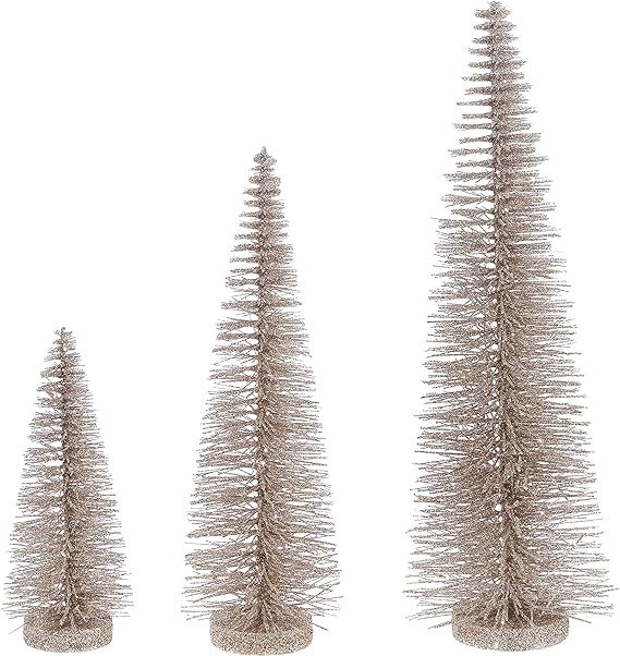 Raz Christmas Bottle Brush Trees Set of 3 in Sparkling Champagne Gold, 17.5 Inches,14 Inches and ... | Amazon (US)