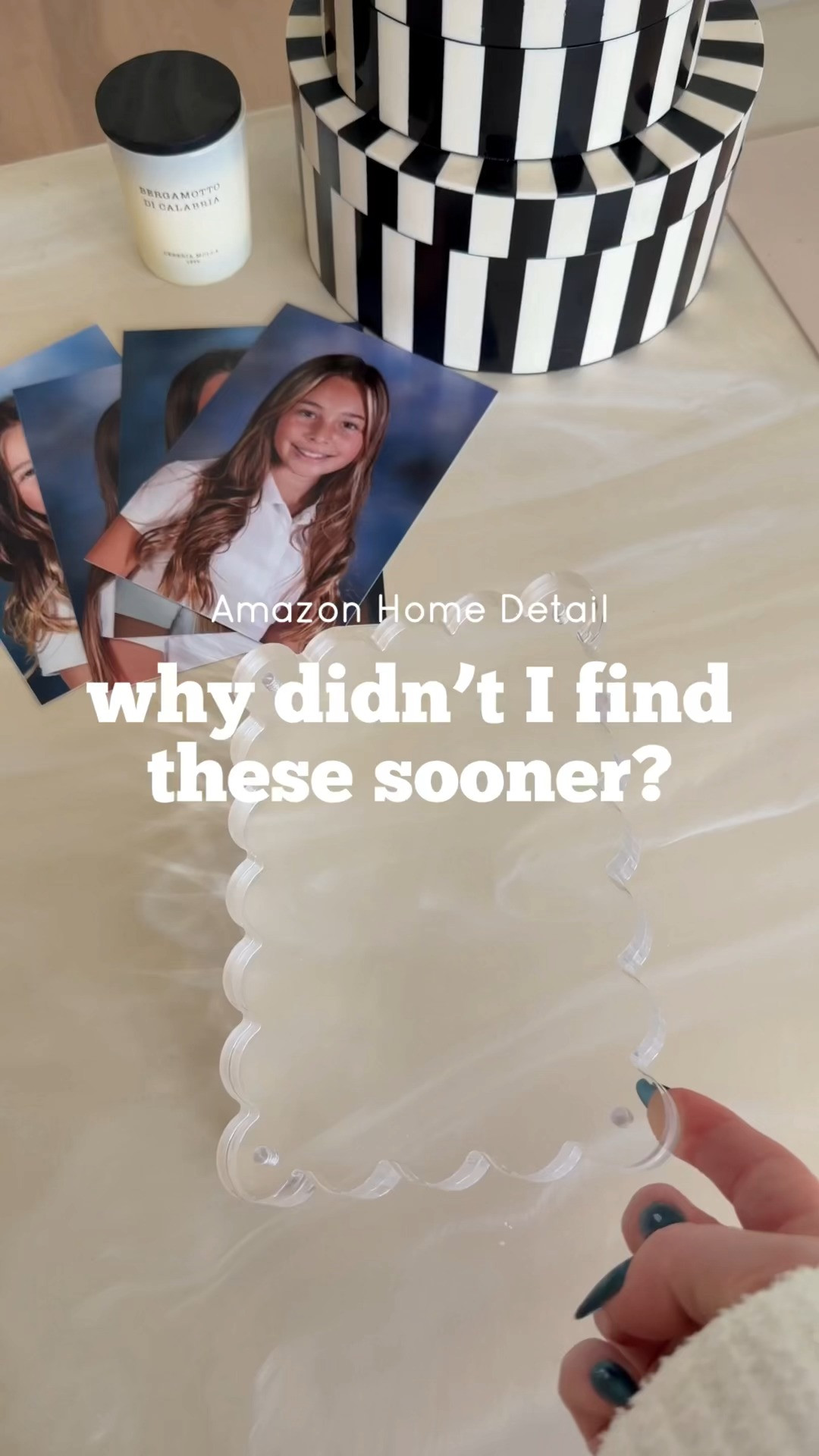 This clear magnetic photo holder with a scalloped edge is a decorative and functional display piece designed to showcase photos while adding a soft, stylish touch. Overall, it combines clean transparency with a subtle decorative flair, making it popular for desks, shelves, lockers, or kitchen displays.
 

 #LTKHome