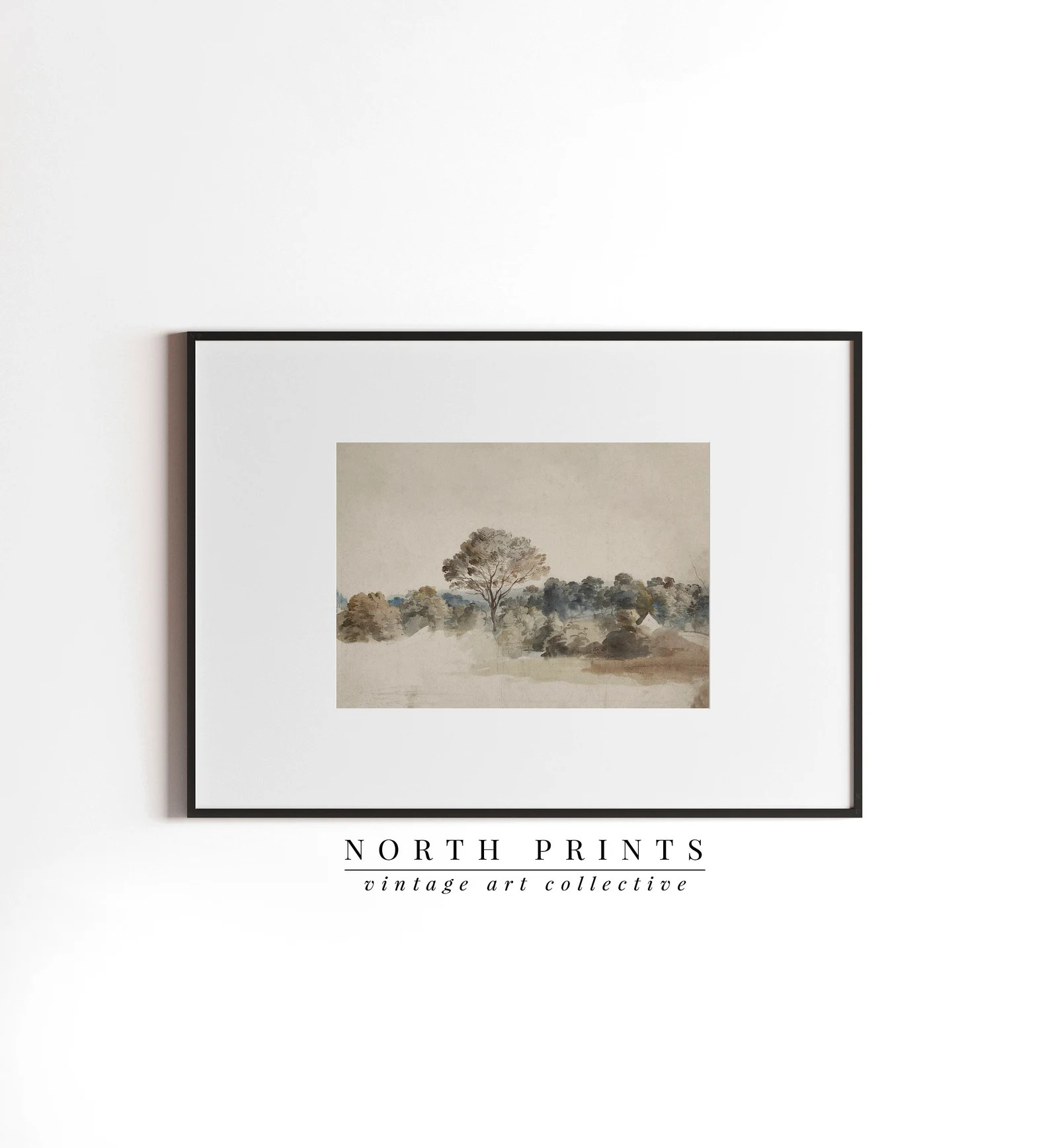 Antique Rustic Landscape Painting  Vintage Neutral Wall Art  - Etsy | Etsy (US)