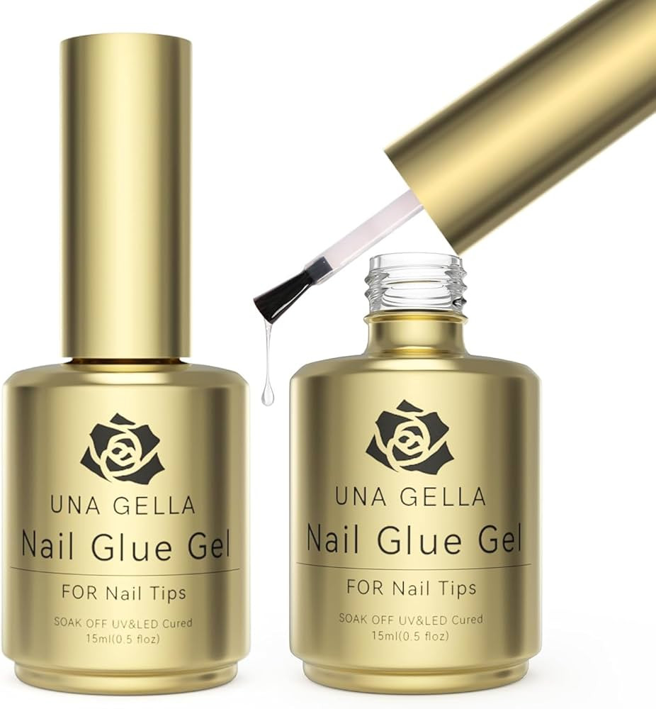 UNA GELLA 6 in 1 Gel Nail Glue 2Pcs 15ml for Clear Acrylic Nails and Nail Tips Long Lasting Curin... | Amazon (US)