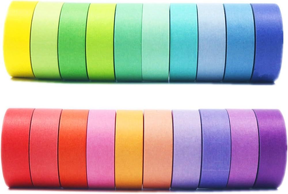 VIVIQUEN Washi Tape Set, 20 Rolls Colored Masking Tape, 15mm Rainbow Pastel Writable Colorful Was... | Amazon (US)
